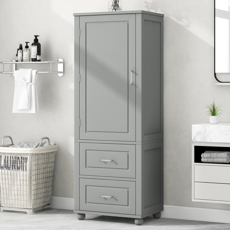 Red Barrel Studio Freestanding Tall Bathroom Storage Cabinet with Two Drawers and Adjustable Shelf Wayfair